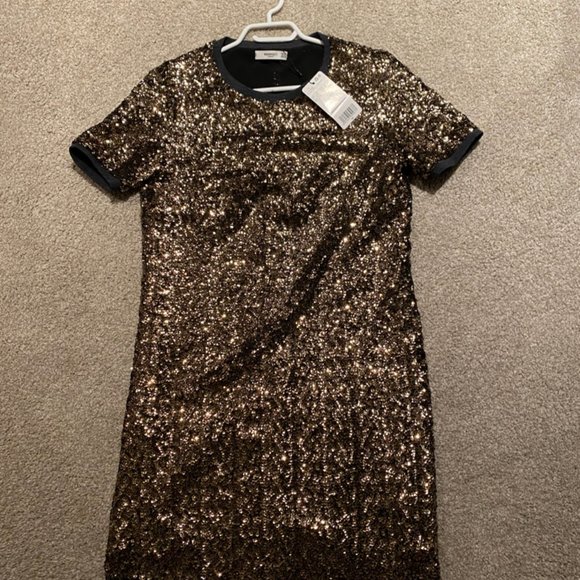 Mango Gold Sequin Dress-Medium - Picture 1 of 5